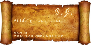 Világi Jusztina névjegykártya